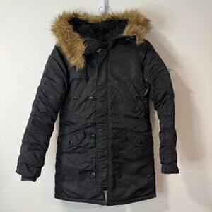 Alpha Industries‎ Women's N-3B Parka Coat Black Small